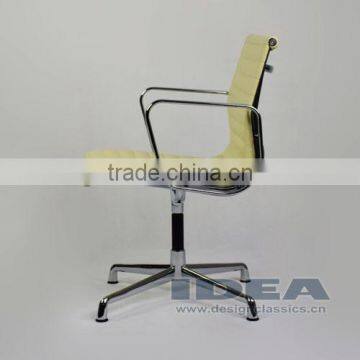 Replica Charles Low Back Ribbed Meeting Chair - Cream White Color Genuine Leather photo-3