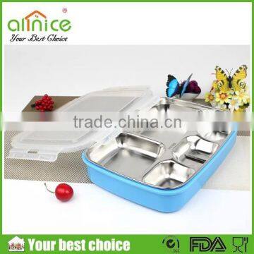 Food grade stainless steel lunch box with compartment/kids meal box/leakproof bento lunch box container