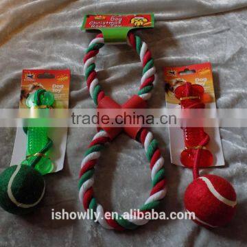 Dog Christmas Rope Red Green Bone Ball Holiday Pet Puppy Chew Exercise NEW!