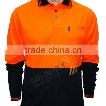 HI-VIS MENS SAFETY CLOTHING POLO SHIRTS LONG SLEEVE