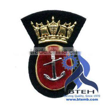 Bullion Hand Embroidered Military Cap Badge Patch Emblem