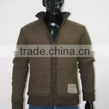 Men's hooded Cable Knitted Zipper Sweater