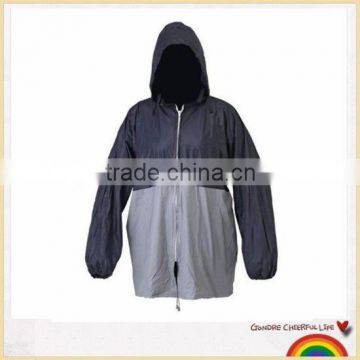 Hooded unisex nylon rain jacket