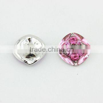 Fashion Jewelry Wholesale Bombay Pink Rhinestone Metal Snap Button For Snap Button Jewelry