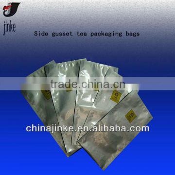 Side gusset empty tea packaging bags