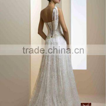Italy Designe A-Line Wedding Dress / Gown Beaded Lace photo-3