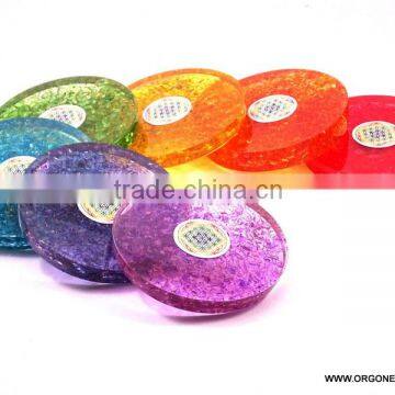 Wholesale Orgonit Agate Coaster Set | Rainbow Flower Of Life Symbol