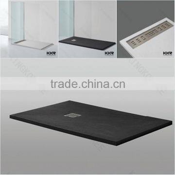 black color composite stone shower tray , solid surface shower pan