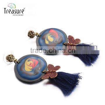 Valentine Exotic Blue Tassel Painted Roud Drop Earingfor Women With New Design photo-6