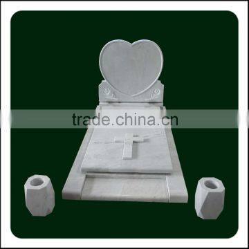 Customized White Marble Heart Shaped Headstones