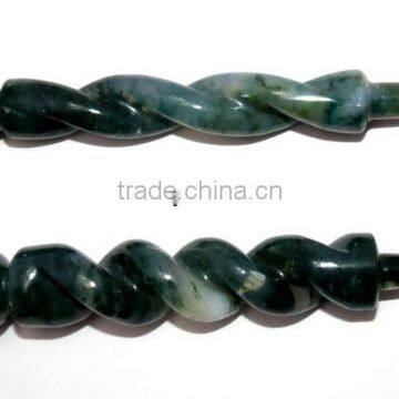 Moss Agate Twisted Healing Stick