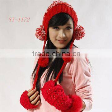 knitted earflaps warm winter hat