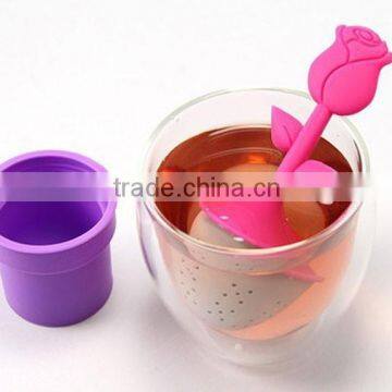 Creative Living Product, food grade pot-flower silicone tea ball strainer for promotion