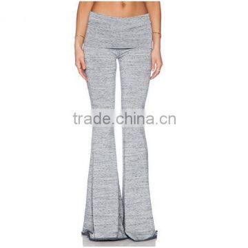 Fashion style Womens High waist ruffle bell bottom pants in grey