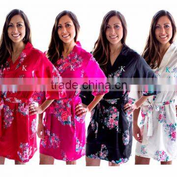 Wholesale Bridesmaid Floral Satin Kimono Bath Robes 5 colors available