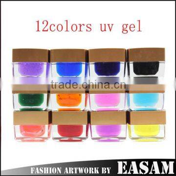 Hot sale 12colors nail solid gel uv gel set pure color nail art set