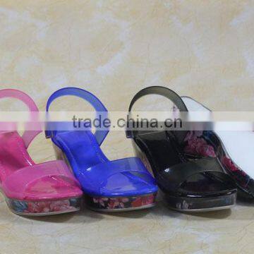 Fashion design wedge PVC plastic sandal for women