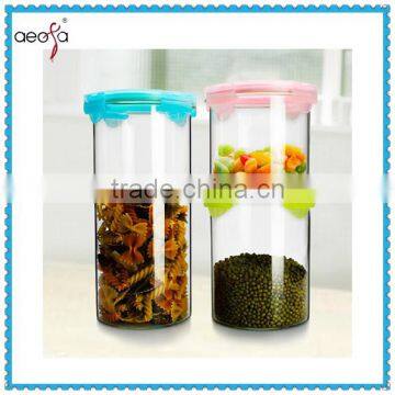 Kitchen Borosilicate Food Preservative Glass StorageJars With Plastic Lids