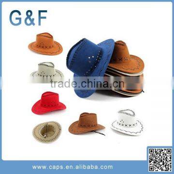 Mexican Suede Leather Cowboy Hat With Cross Stitching