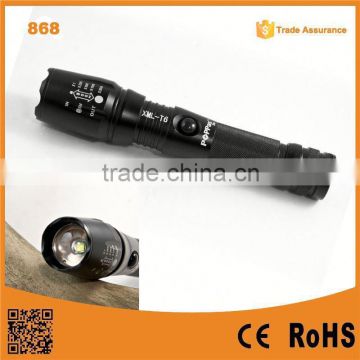 868 XM-L T6 LED rechargeable Aluminum zoomable High Power torch light