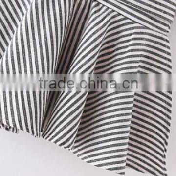 Blouses Latest Fashion Design Women Clothing Black And White Stripe Bow Wrapped Blouse photo-3