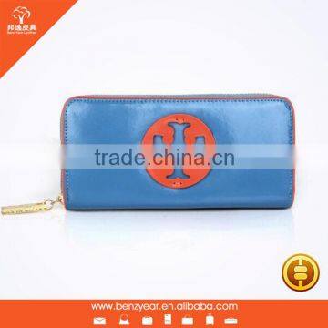 2016 New Womens Lady Leather Fashion Light Blue clutch Purse Wallet