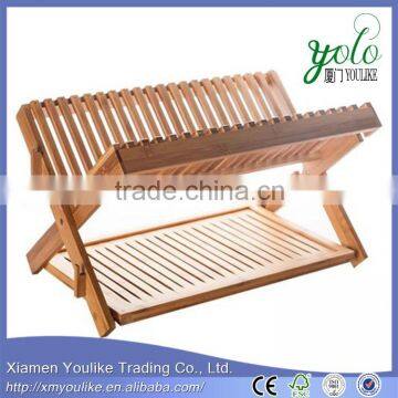 Foldable Bamboo Kitchen display Holder Dish Rack