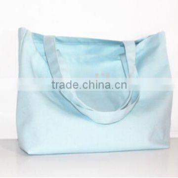 Light Blue Canvas Lady Handbag Solid Plain Shoulder Bag Customized Plain Canvas Clutch Bag