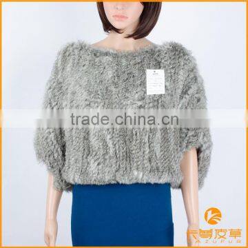 Ladies` fashion style chinchilla rabbit fur coat KZ150051