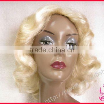 Short Blonde Color #24 Curly Hair Wig Synthetic Hair Wigs High Temperature Fiber Made