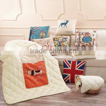 Polyester Microfiber Night Owl Captain Whooo Sofa Cushion Pillow Quilt photo-3