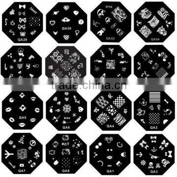 60 designs octagonal shape nail printing board nail art stamping plates