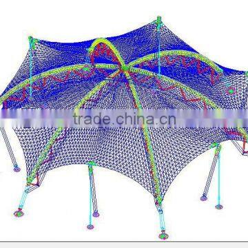 T-UV Zero and Suitable Typhoon district Flexible with Hight strength fabric architecture roof system