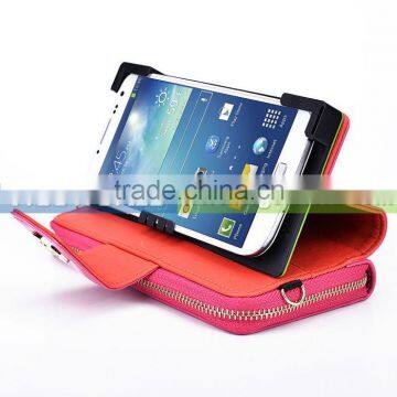 Woman's Wristlet Built-in Stand Wallet Clutch combine feature for wallet leather case made in China