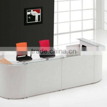 Stylish office furniture glass steel plate reception desk front desk