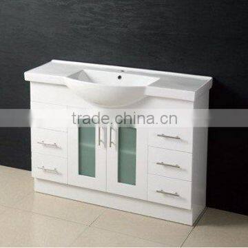 optionally Lacquer Small Size 15-19mm PVC & MDF Wall Hung Bathroom Vanitycan with Mirror &Ceramic basin