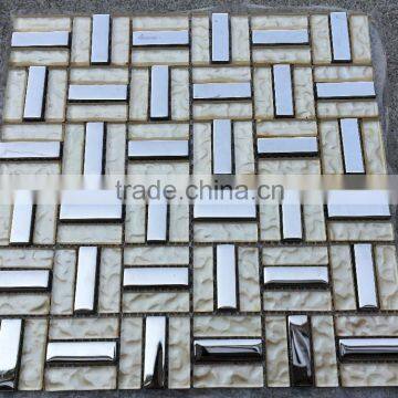 cheap glass electroplate mosaic tile for home interior decoration /wallpapers(PMGRL034)