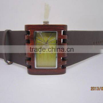 Fashion 2015 Women/Men's Bamboo Wooden Watches With Genuine Cowhide Leather Band Luxury Wood Watches for Men Women photo-2