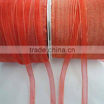 2016 Wholesale Beautiful Webbing 3mm Organza Ribbon With Golden Edges photo-2
