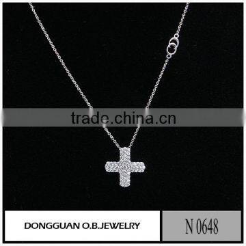 Fashion 925 sterling silver cross zircon necklace with wholesale price