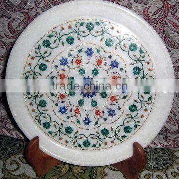 White Marble Plate, Round Marble Inlay Plate