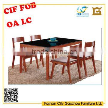 Black tempered glass top import ash wood modern home dining table