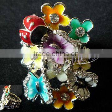 HOT!!! Whosale Butterfly and Flower Rhinestones Rings