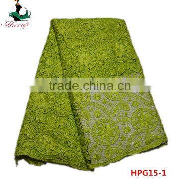 Haniye wholesale 2016 water soluble lace textile cotton embroidered cord guipure lace fabrics/HPG15