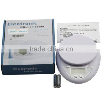 Sidiou Group White 10lb X 0.04oz Mini Digital Electronic Kitchen Scale Diet Food Compact Kitchen Scale 5kg X 1 photo-2