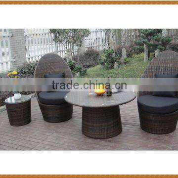 High back Rest Rattan Dining Set Round Rattan Weaving