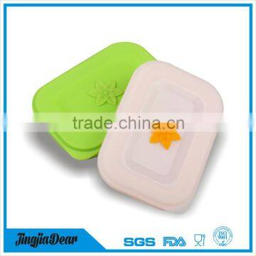 Popular kitchen silicone take away lunch box japanese style silicone folding mess tin lunch box