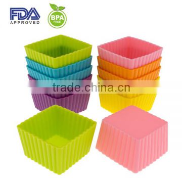 Vibrant Colors Silicone Square Cupcake Liners