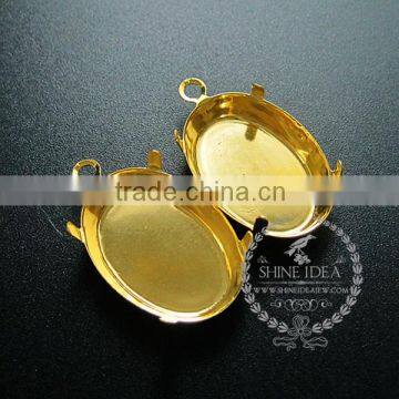 18*25mm setting size gold plated vintage style oval bezel tray DIY pendant charm supplies 1421077