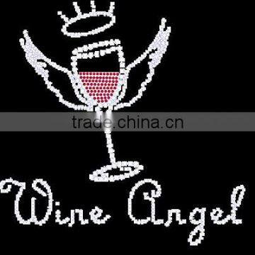 beautiful wine angel rhinestone transfers design